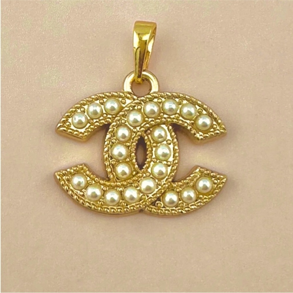 CHANEL Gold and Pearl Logo Necklace